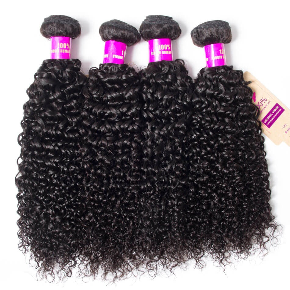 Curly Weave Human Hair Bundles 4 Pcs A Lot Brazilian Curly Wave Hair 100% Virgin Human Hair Bundles