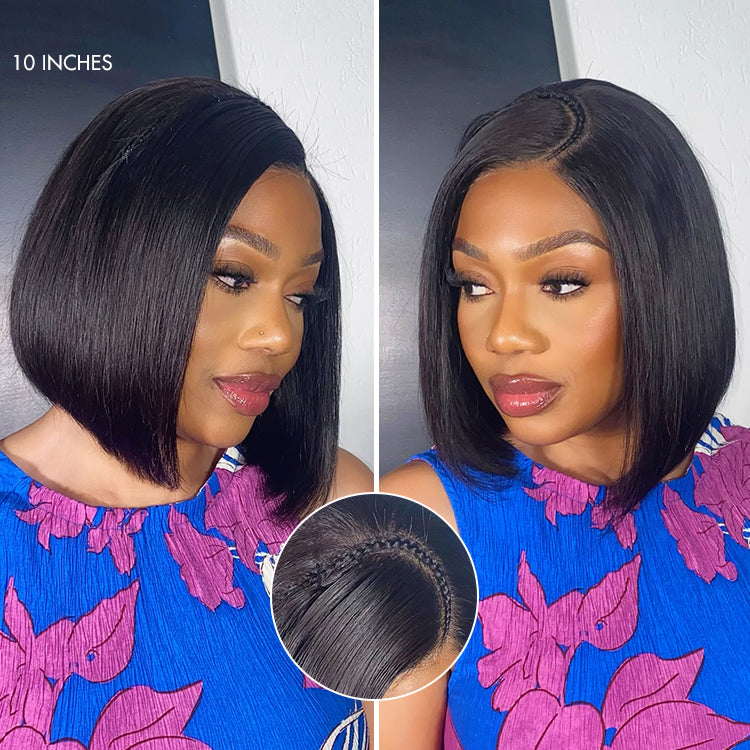 1 SEC INSTALL WIG | Pre-Styled Braided Silky Bob Glueless 4x4 Closure Lace Wig Pre Cut Lace