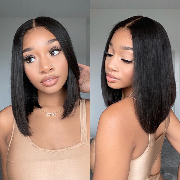 Exclusive Sale | Luvme Hair Beginner Friendly Glueless Silky Blunt Cut 4x4 Closure Bob Wig 100% Human Hair | Upgraded 2.0