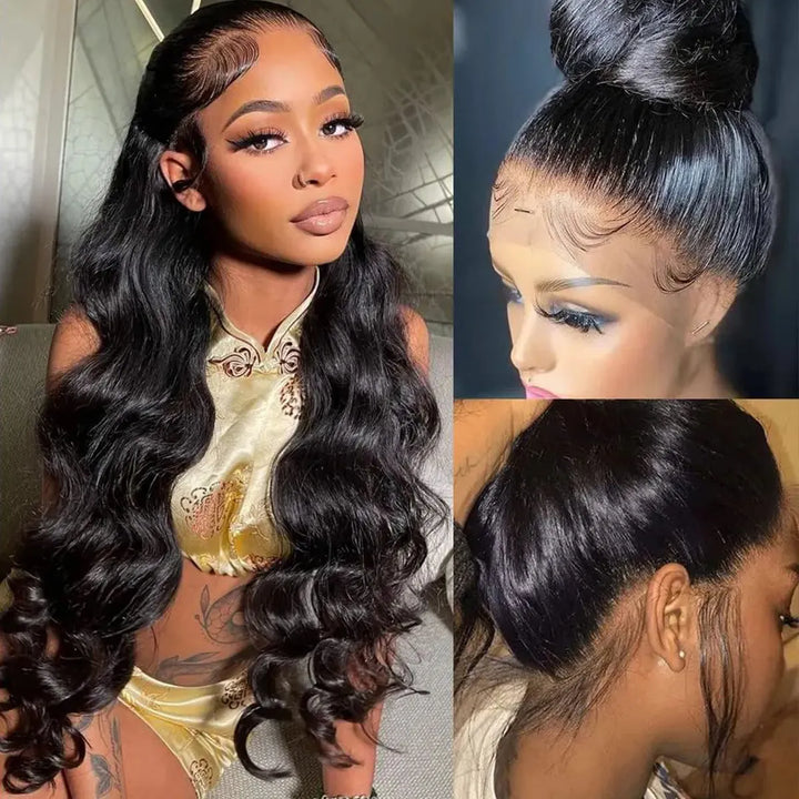 New Invisi-Drawstring Snug Fit 360 Lace Frontal Wigs Body Wave Human Hair With Bleached Knots