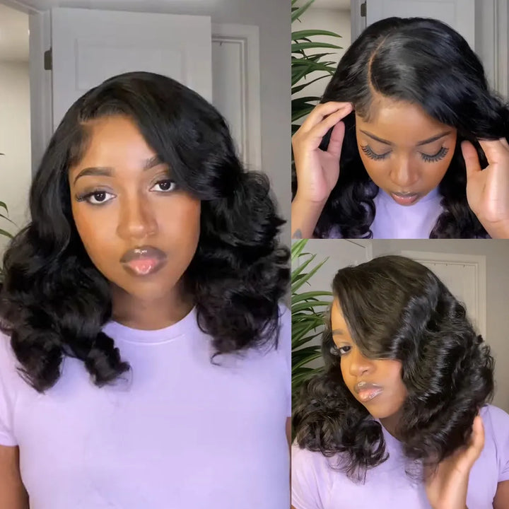 Part Max 9×6 Glueless Lace Wig Shoulder Length Loose Body Wave Pre-Cut HD Lace Wig Bleached Knots