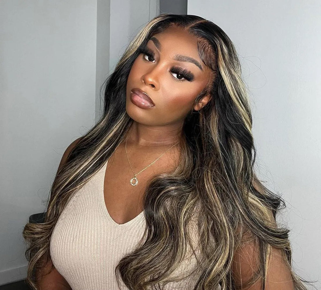 Glueless Balayage Honey Blonde Pre-Cut 6×5 HD Lace Wig Highlight Body Wave Human Hair Wig Ready To Wear