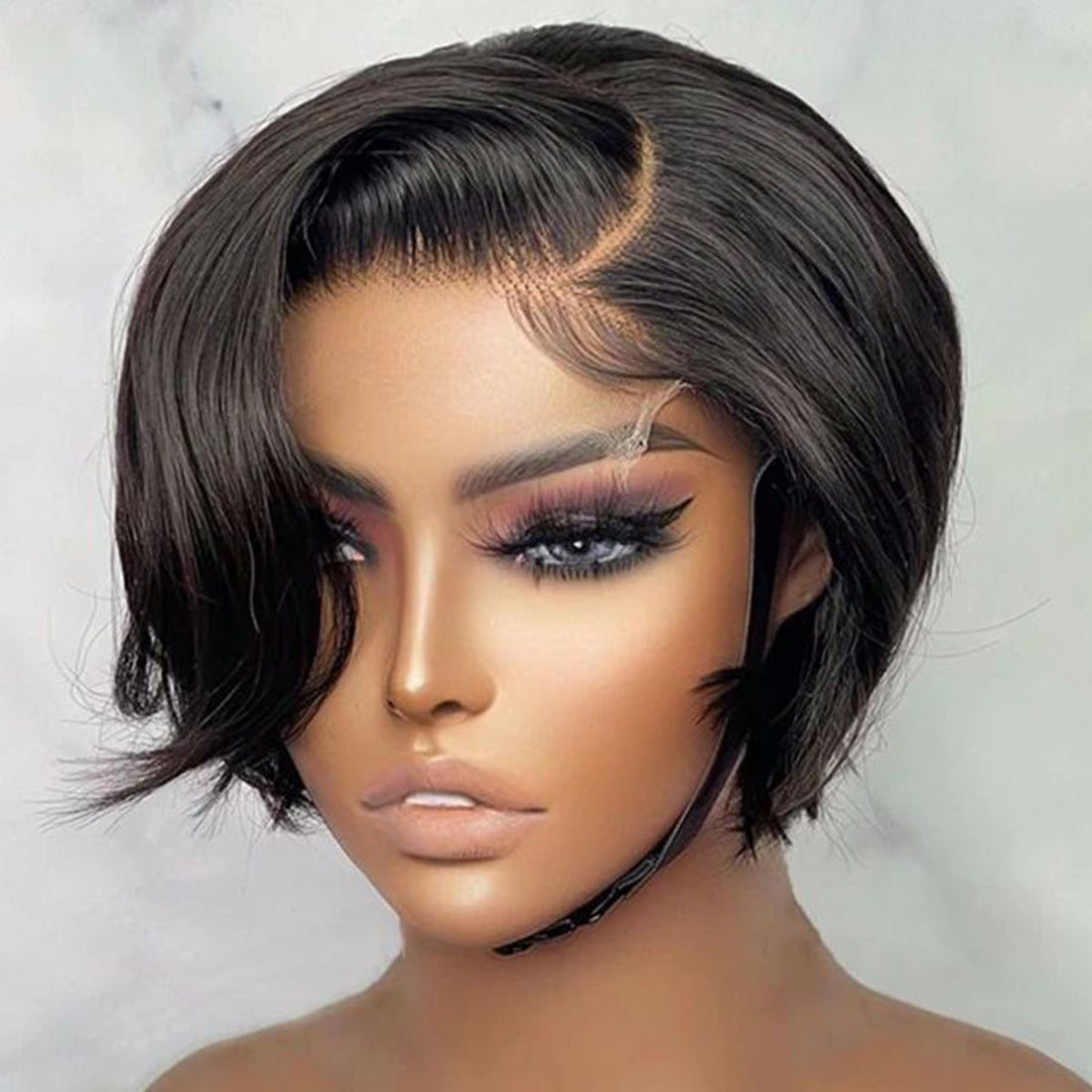 Glueless Human Hair Wigs Pixie Cut Straight Side Part 13×1 Lace Front Wigs 8 Inch