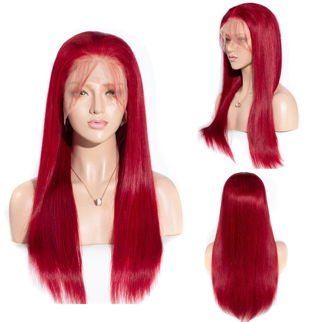 Red Straight HD Lace Front Wig Virgin Human Hair Wigs