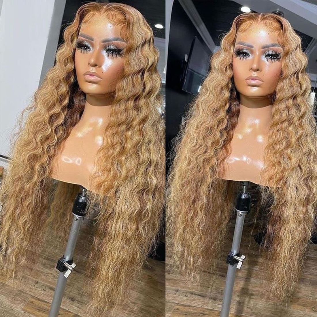 Honey Blonde Loose Deep Wave HD Lace Wig Human Hair Wig 180% Density