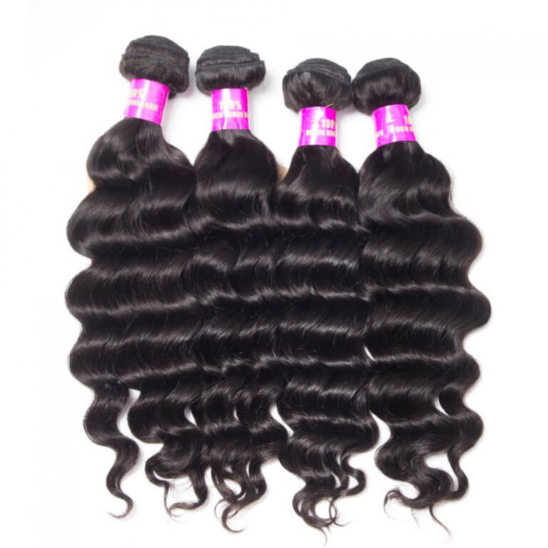 Virgin Hair 4 Bundles With Closure Loose Deep Wave Brazilian Human Hair Weave Bundles With Closure