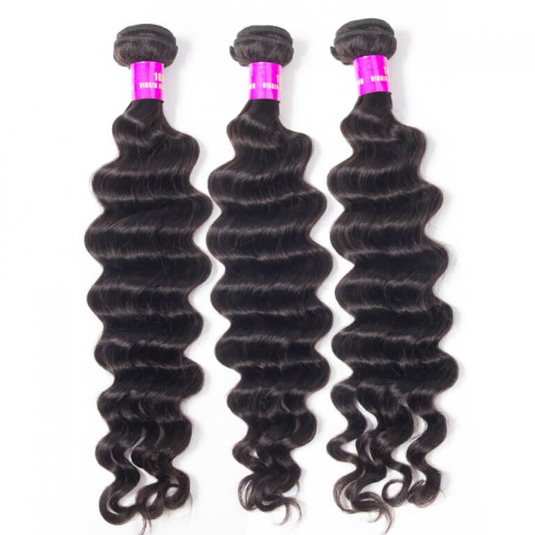 Loose Deep Virgin Human Hair 3 Bundles with 13×4 HD Lace Frontal