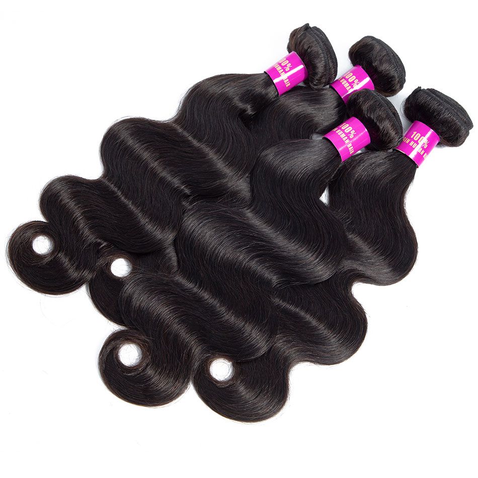 Body Wave Human Hair 4 Bundles with 4x4/5x5 Lace Closure