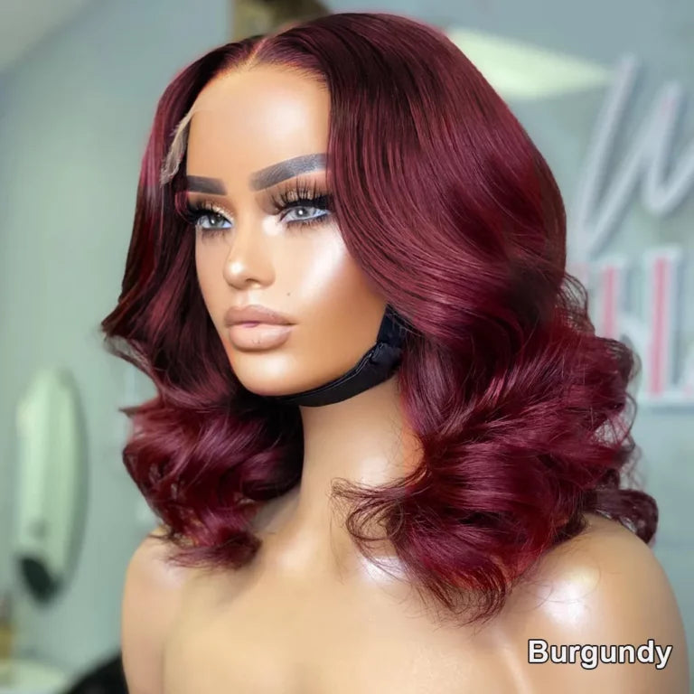 Wear Go Glueless Loose Body Wave Pre-Cut 6×5 Lace Bob Wig Dark Brown/Reddish Brown/99j Color