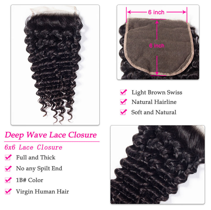 6×6 Deep Wave Lace Closure