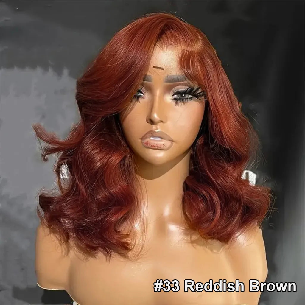 Wear Go Glueless Loose Body Wave Pre-Cut 6×5 Lace Bob Wig Dark Brown/Reddish Brown/99j Color