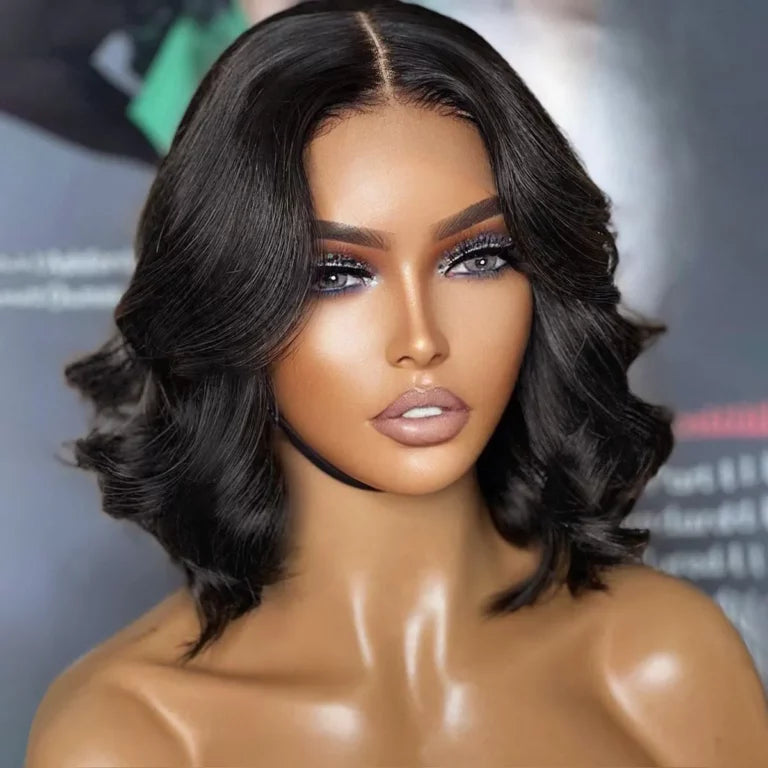 Airy Cap Ready To Go Glueless Loose Body Wave Short Bob Wig Pre-Bleached Knots 6×5 Pre-Cut Lace Wig