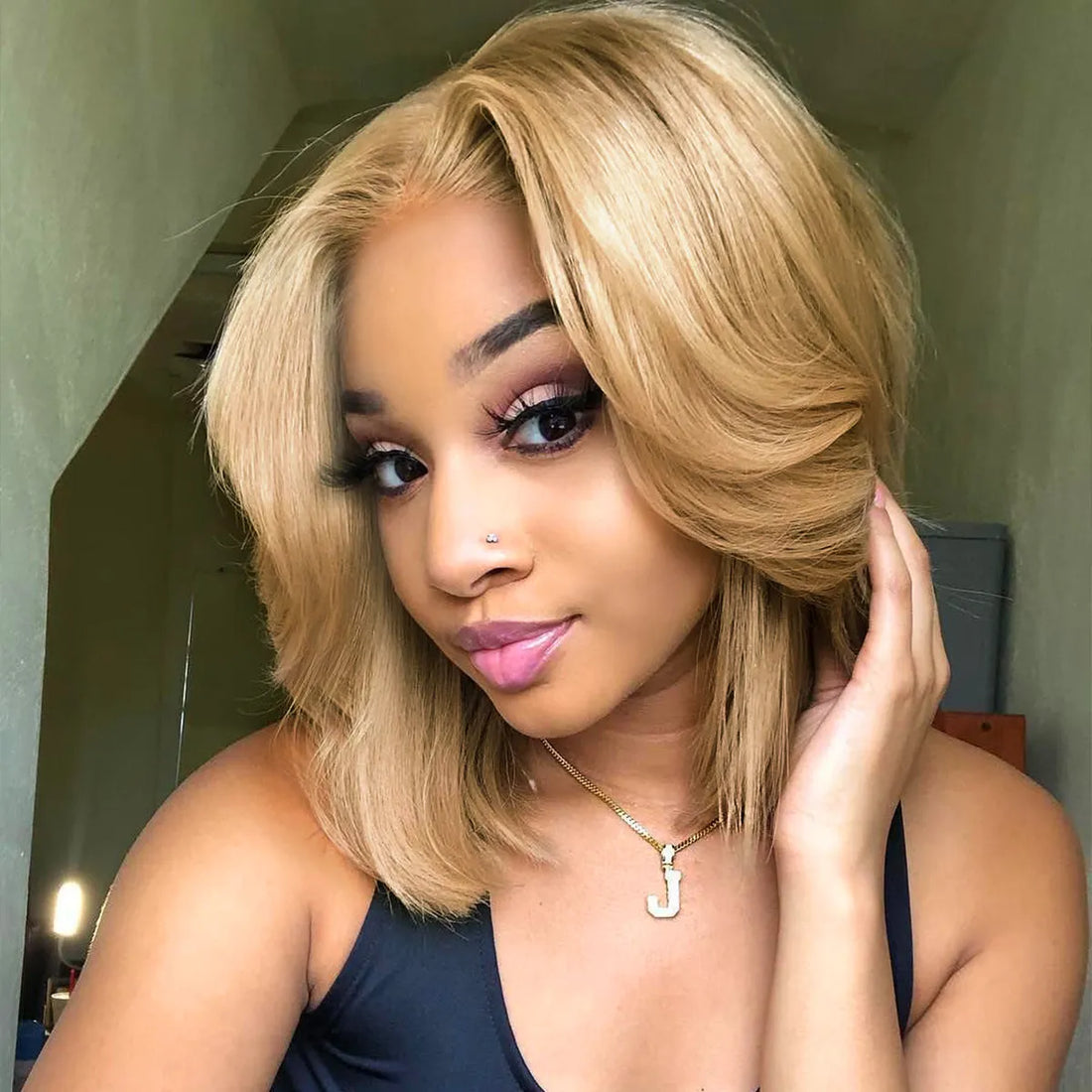 Glueless Honey Blonde Bob Wig Straight Pre-Cut 6×5 HD Lace Closure Short Wig