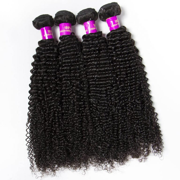 Hair Brazilian Kinky Curly Virgin Hair 3 Bundles with Lace Closure