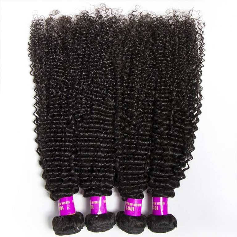 Hair Brazilian Kinky Curly Virgin Hair 3 Bundles with Lace Closure